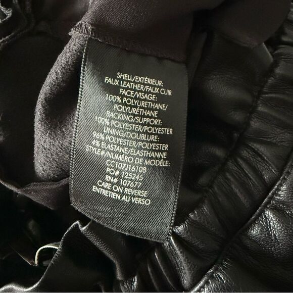 Alice + Olivia Black Faux Leather Ankle Crop Pants with Paper Bag Waist Size M - Picture 6 of 9